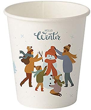 FALAMBI 50 Stk. BIO-Trinkbecher 200ml aus Pappe mit Biobeschichtung 'Hello Winter'
