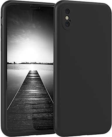 EAZY CASE - Silikonhülle für iPhone X/XS Hülle Silikon Case Schwarz stoßfeste Handyhülle iPhone X/XS Schutzhülle mit Kameraschutz Dünn Premium Schutz Cover TPU Phone Bumper in Schwarz Matt