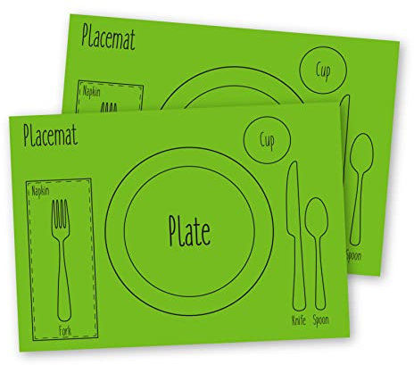 AllSpice Tischsets für Kinder, Montessori-Stil, 45,7 x 33 cm, Silikon, Grün, 2 Stück