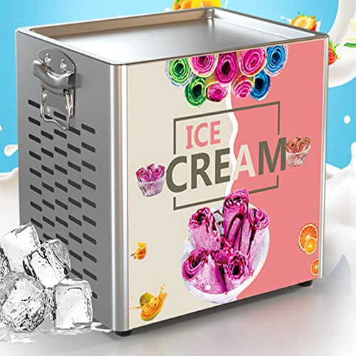 KOTUMY Máquina para hacer helados, máquina para hacer rollos de helado frito, máquina comercial para hacer yogur frito, sartén tailandesa, helado