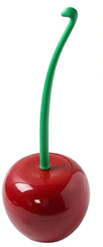 Escobillas de inodoro, mango largo en forma de cereza, cepillo de limpieza del hogar, cepillo de inodoro de cerdas gruesas con soporte para baño