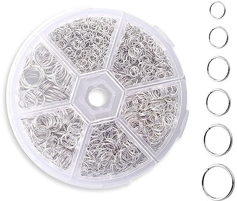 1000 Stück Biegeringe für Schmuckherstellung Silber Sprungringe Set Schmuck Reparatur Kit Metall Biegeringe Mini-Ringverbinder für Schlüsselanhänger Halskette Ohrringe reparatur