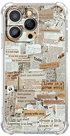 Nsyosio Schutzhülle für iPhone 13 Pro Max im Retro-Stil, ästhetisches Muster aus altem Papier, einzigartig, trendig, TPU, kompatibel mit iPhone 13 Pro Max