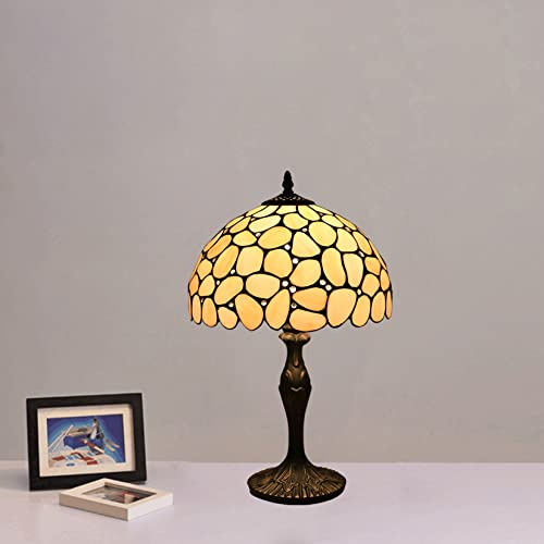 Lampe Tiffany, Nimi Petite Chambre Étude De Chevet Table De Lecture Lampe De Nuit, Beige Forme De Galets Lampe en Vitrail Abat-Jour Bureau Accent Lampe pour Fille Amoureux Salon