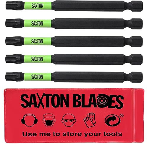 Saxton TX30 - Juego de 5 puntas magnéticas para destornillador de impacto Torx de 89 mm, resistentes, compatibles con Dewalt, Milwaukee, Bosch, Makita, etc