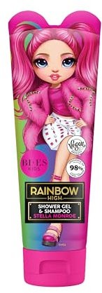 Rainbow High Stella Monroe Vegan 2-in-1 Shower Gel & Shampoo – Fresh Scent, 98% Natural Ingredients, Moisturising & Gentle Formula, Paraben-Free, Non-Irritating, Ideal for Adults & Kids Aged 3+, 240ml
