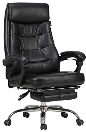 KOHARA Bürostuhl, Chefsessel, hochwertiges PU-Leder, höhenverstellbar, ergonomisches Design, Drehstuhl, neigbare, drehbare Armlehne (Größe: 170° mit Fußstütze) (170° mit Fußstütze)