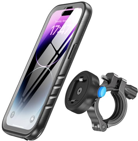 SPORTLINK Handyhalterung Fahrrad für iPhone 14 Pro Max - Aluminium Handyhalter Motorrad [360°Verstellbare/Vollständiger Schutz] Outdoor Phone Mount Fahrrad Fahrradhandyhalter Halter Lenker Handy