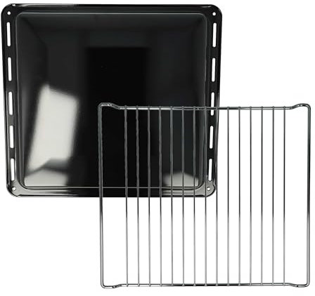 vhbw 1x teglia da forno, 1x griglia (set da 2pz.) sostituisce Electrolux 387028720, 353193923-3, 3531939233 per forni - 42,2 x 37 x 4 cm