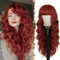 BARSDAR Lange Gewellte Kupfer Rot Perücke mit Pony, 66cm Lange Gewellt Rot Perücke mit Pony für Frauen Natürliches Aussehen Synthetische Haar Perücken Täglich Cosplay Party Halloween