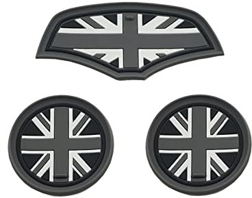 YSWOMOSKD for Mini F55 F56 Car Cup Coaster, Set of 3 Anti-Slip Coaster Storage Box Silicone Shockproof Mat for Mini Cooper Hatchback F55 F56 Cup Holder Car Accessories (Gray Jack)