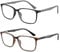 ZENOTTIC Blaulichtfilter Brille,Lesebrille Herren Eckige Rahmen-Leser Anti-Glanz Sport Computerbrille Schwarz und Tortoisehell 2 x