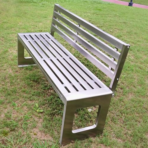 Gartenbank für draußen, 2-Personen-Parkbank für die Terrasse, Bänke mit Rückenlehne aus Edelstahl, für Garten, Veranda, Park, Haustür, Balkon, Außenbereich, Rasen, Terrasse, Gartenmöbel (eine Farbe,