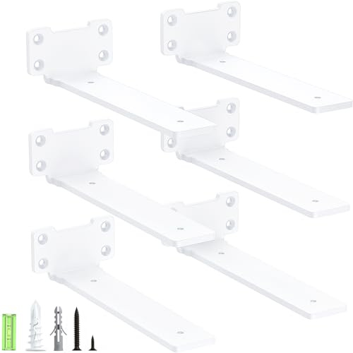 Yeabett 6 pezzi Supporto per mensola, 20 cm, Angolo per mensola per carichi pesanti, capacità di carico 75 kg, Bianco