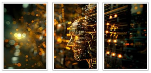 Elektronik-Leinwanddrucke, Prozessor-Poster, Wandkunst für Zuhause, 3 Stück, Dekorationen, ungerahmt, 61 x 91 x 3 cm