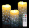 Anstore 3pcs Christmas Fake Candles Battery Powered with Timer,Christmas Flameless Candles with Christmas Tree Elk Pattern,LED Candle Lights Remote Control for Xmas Holiday Decor-D 3”x H 5” 6” 7”