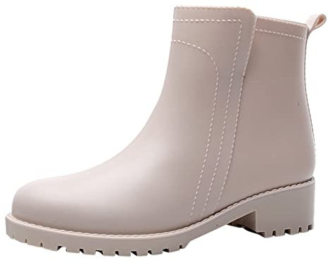Stivali di gomma da donna, impermeabili, da pioggia, Chelsea, stivali in gomma, scarpe da giardino, stivali da lavoro, stivali da pioggia, beige., 37 EU