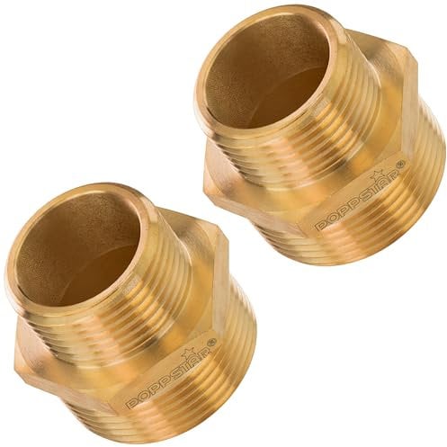 Poppstar Messing Reduziernippel Außengewinde 1 Zoll auf 1 1/4 Zoll, mit Sechskant, 2 Stück