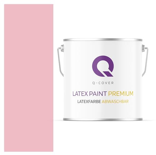 Q-COVER Latexfarbe Abwaschbar 5L (ca.35m2) Hellrosa Farbton Innenfarbe Wandfarbe Deckenfarbe Klasse 2 Mattfarbe Für Allergiker Scheuerfest Geruchlos Frei Von Voc