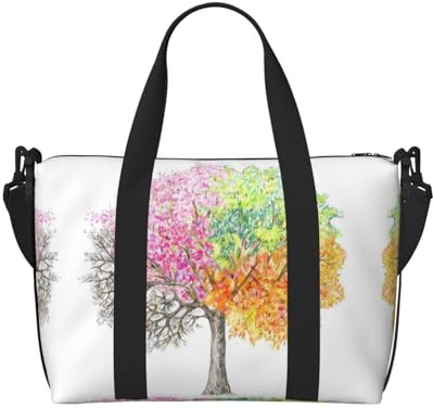 Four Seasons Spring Tree Handheld-Crossbody-Tasche, Reisetasche, Einzelschultertasche, Sport- und Fitness-Tasche, Reisegepäcktasche, Schwarz , Einheitsgröße