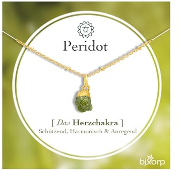 Bixorp Chakra-Halskette aus rohen Edelsteinen mit 18 Karat Goldplattierung - Edelstahl - 36cm + 8cm verstellbar