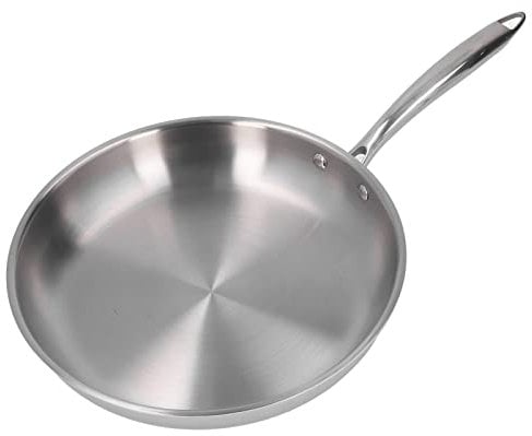 304 Stainless Steel Skillet, Thickened 3 Layers, Uncoated - 28cm Omelette & Egg Frying Pan