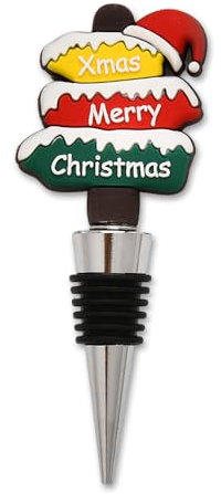 Merry Christmas Wine Bottle Stopper for Best Friend Christmas Gifts for Wine Lover Cork Stoppers for Wine Bottles Reusable Sparkling Wine Beer Champagne Prosecco Bottle Stopper for Xmas Gifts