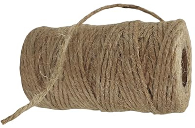 Jutegarn, Garnknäuel, feine Schnur, Rolle mit Kordel, natürliches Jutegarn zum Binden oder Weben, feine Juteschnur (1 mm x 100 m)