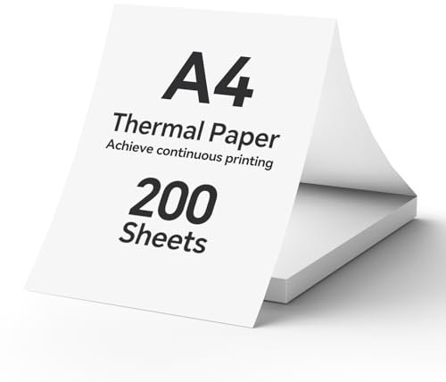 iDPRT Thermopapier A4-210x297mm Durchgehendes Druckpapier (200 Blätter), Kompatibel mit MT610/iDPRT/HPRT Portablen Thermoprintern & Dokumentendruckern