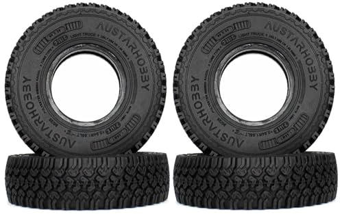 4Stück RC Reifen,KINGCOO Gummireifen 1,55 Zoll Crawler Reifen Soft Geländewagenreifen für 1:10 1/18 RC Crawler Auto für Tamiya JIMNY Axial 90069 D90 TF2 CC01 LC70 (90MM)