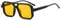 qinqilanqi-S Vintage Square Double Bridge Sonnenbrille Männer Frauen 70er Jahre flach Sonnenbrille Retro Pilotbrille(Schwarz/Orange)