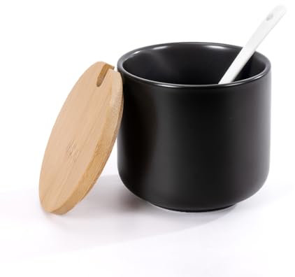 Cretosou Salero azucarero con tapa y cuchara, recipiente para azúcar, salero con tapa, dispensador de especias, edulcorante, dispensador de azúcar, juego de leche y azúcar