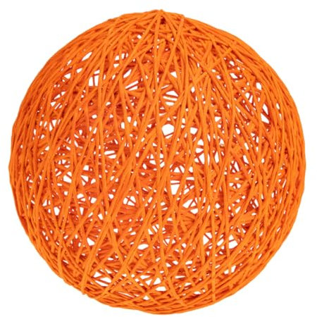 DIYEAH Rattan Lampenschirm Hängender ø Deckenleuchtenschirm Orange Geflochtenes Material Für Schlafzimmer Wohnzimmer Einfache Montage Vielseitiger Schutzschirm Für Wand Nachttischlampen