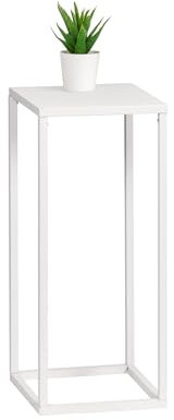 bremermann Tabouret de fleurs en métal - Colonne de fleurs moderne idéale pour le salon, le couloir et le bureau - Étagère peu encombrante pour décoration et plantes d'intérieur - En métal blanc