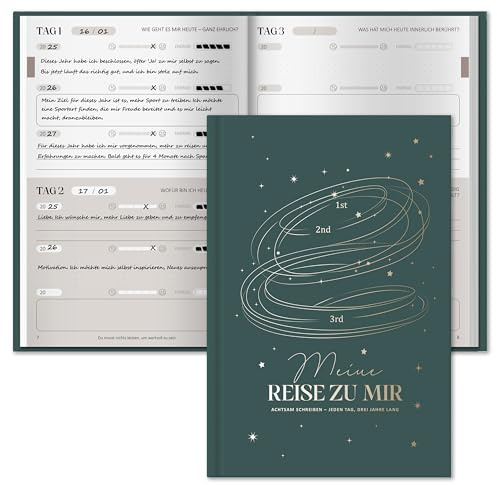 BIROYAL 5 Minuten Tagebuch für Erwachsene, Achtsamkeitstagebuch Erwachsene 6 Mins, Dankbarkeitstagebuch, Gratitude Journal mit 366 Fragen, 3 Jahres Tagebuch, 5 Minute Journal für Reflexion