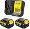 2X 18V 8.0Ah Replacement for Dewalt Battery 18V Compatible with Dewalt Battery and Charger DCB112 DCB180 DCB181 DCB-182 DCB-183 DCB-184B-XJ DCB185 with LED Light (2+1C)