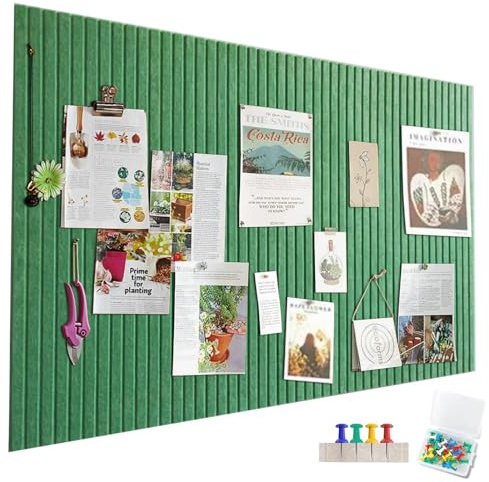 Große Filz Pinnwand Selbstklebend ，60 x 40cm Filzboard Grüne Edelsteine,vertikaler Streifen dekorative Pinnwand aus Filz， faltbare Fototafel Memotafeln Memo Boards Bulletin Board für Büro Küche