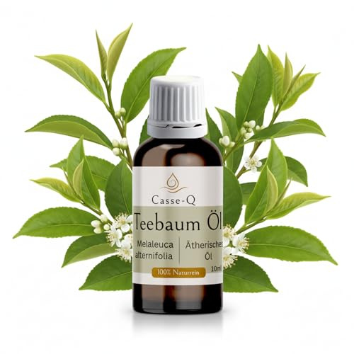 Casse-Q Teebaumöl 100% rein 10 ml – naturreines ätherisches Öl (Tea Tree Oil) Duftöl für Aromatherapie, Diffuser, Raumduft & DIY-Kosmetik