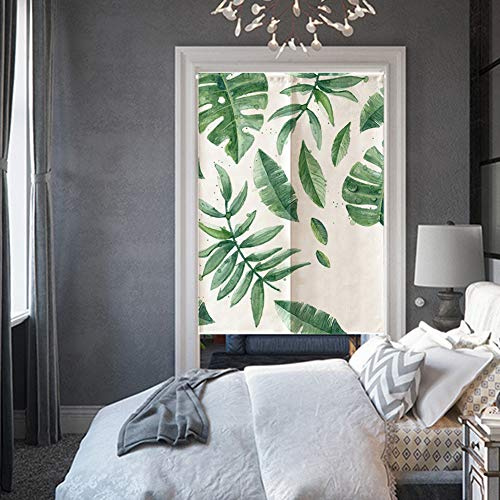 Xiuganpo Rideau de Porte pour Enfants avec imprimé Feuilles Vertes de Style Japonais pour Salle de Bain et Salle à Manger