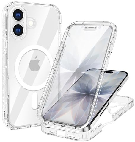 XTCASE Funda Magnética para iPhone 17 [Compatible con MagSafe], Carcase Protección de 360 Grados con Protector de Pantalla Integrado, Protección A Prueba de Golpes y Arañazos, Claro