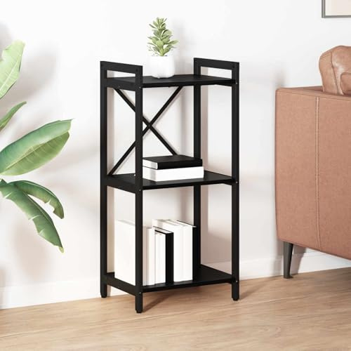 Ziaphsol Bücherregal Schwarz Eichen-Optik, 40x30x85cm Holzwerkstoff, Freistehendes Stufenregal für Bücher, Deko, Büro, Industrieller Stil, Langlebig