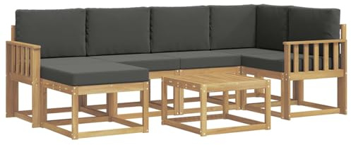 vidaXL Outdoor-Sofagarnitur 7 pcs Weiß und Anthrazit Massivholz Akazie, Garten Sofa, modernes Eckset, wetterfestes Loungemöbel, Terrassen Sitzmöbel für entspannten Komfort