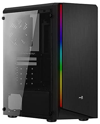 AeroCool RIFT, ATX-PC-Box, RGB 13-Modi, Seitenwand, 12-cm-Lüfter,schwarz, única