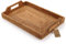 Serviertablett Rechteckiges Tablett rutschfest Mit Griff, Rattan (Natürlich, 37x26x3.5cm)