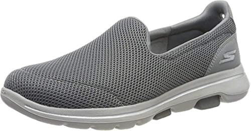 Skechers Women's GO Walk 5 Slip On Trainers, Grey Gray Textile Trim Gry, 5.5 UK