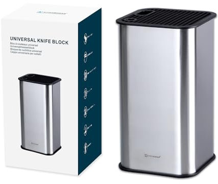 KITCHENDAO Edelstahl-Messerblock mit Schlitzen für Schere und Schärfstab - abnehmbar für einfache Reinigung und einzigartiges Schlitzdesign zum Schutz der Klinge