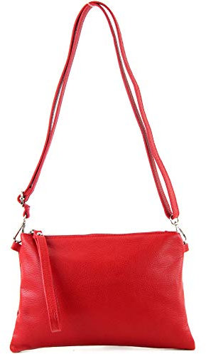 modamoda de T186 Damen Leder Clutch Umhängetasche Abendtasche handmade in Italy, Farbe:Rot