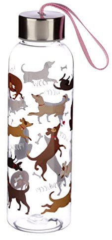 Puckator Catch Patch - Drinks Bottle - Reusable Water Bottle For Girls And Boys With A Metal Lid - Bpa Free - For School Nursery - Translucent - Cute Dog Design - Pp 500ml