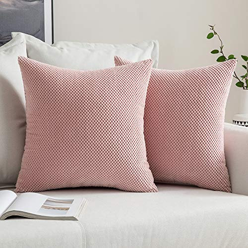 MIULEE 2er Set Kissenbezüge Dekokissen Körnig Dekorativ Kissenbezug Kissenhülle Sofakissen Deko Bezug Weich Zierkissen Kissen für Wohnzimmer Schlafzimmer 40x40cm Rosa