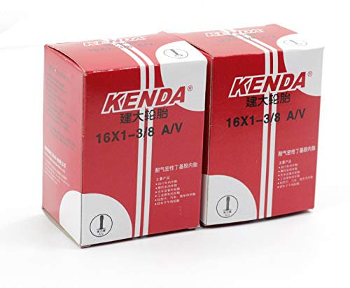 KENDA - 2 cámaras de Aire para neumáticos Interiores de 16 Pulgadas, 349 1 3/8 para Brompton Bicicleta Presta (F/V) o Schrader (A/V), Schrader (A/V) 18''